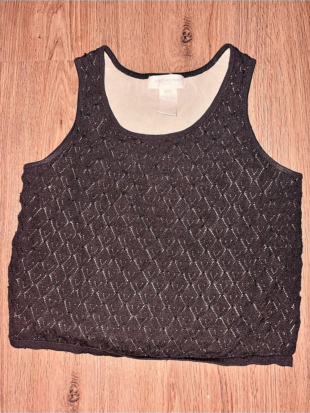 Jones New York Geometric Tank Top in Black Size Small